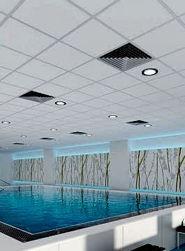Влагостойкий подвесной потолок в бассейне